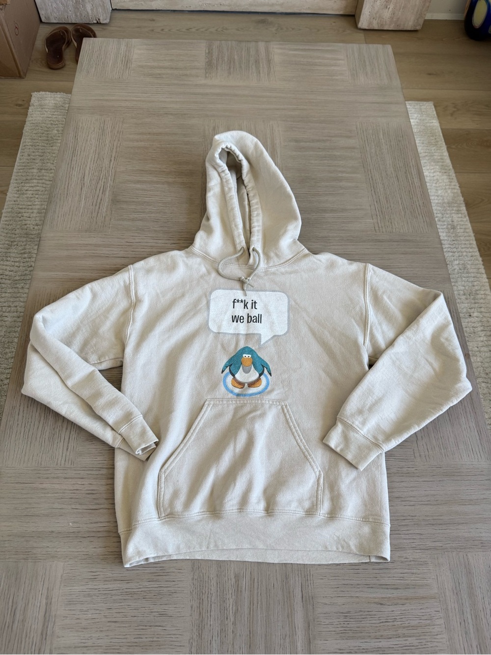 Club Penguin Gildan Hoodie SZ M “F**K It We Ball” Penguin Customs Jacket